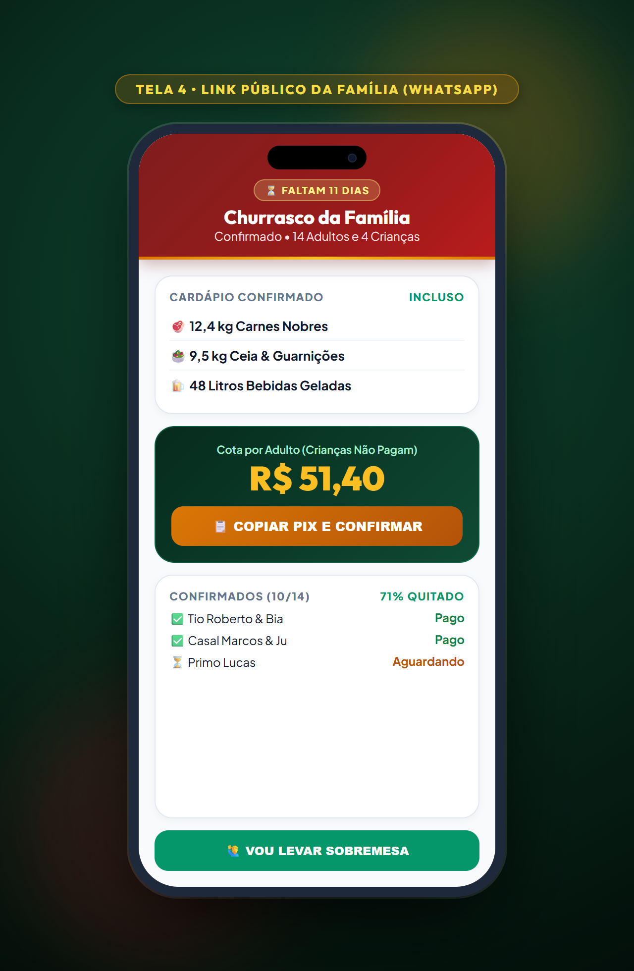 Tela Link Convidado